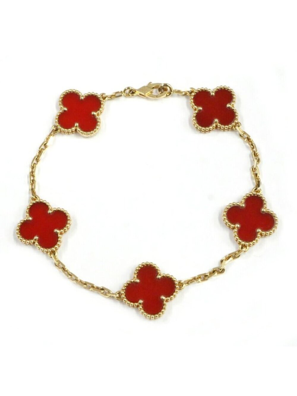 Van Cleef & Arpels Cleef&apels 18k Vintage Alhambra Bracelet Carnelian
